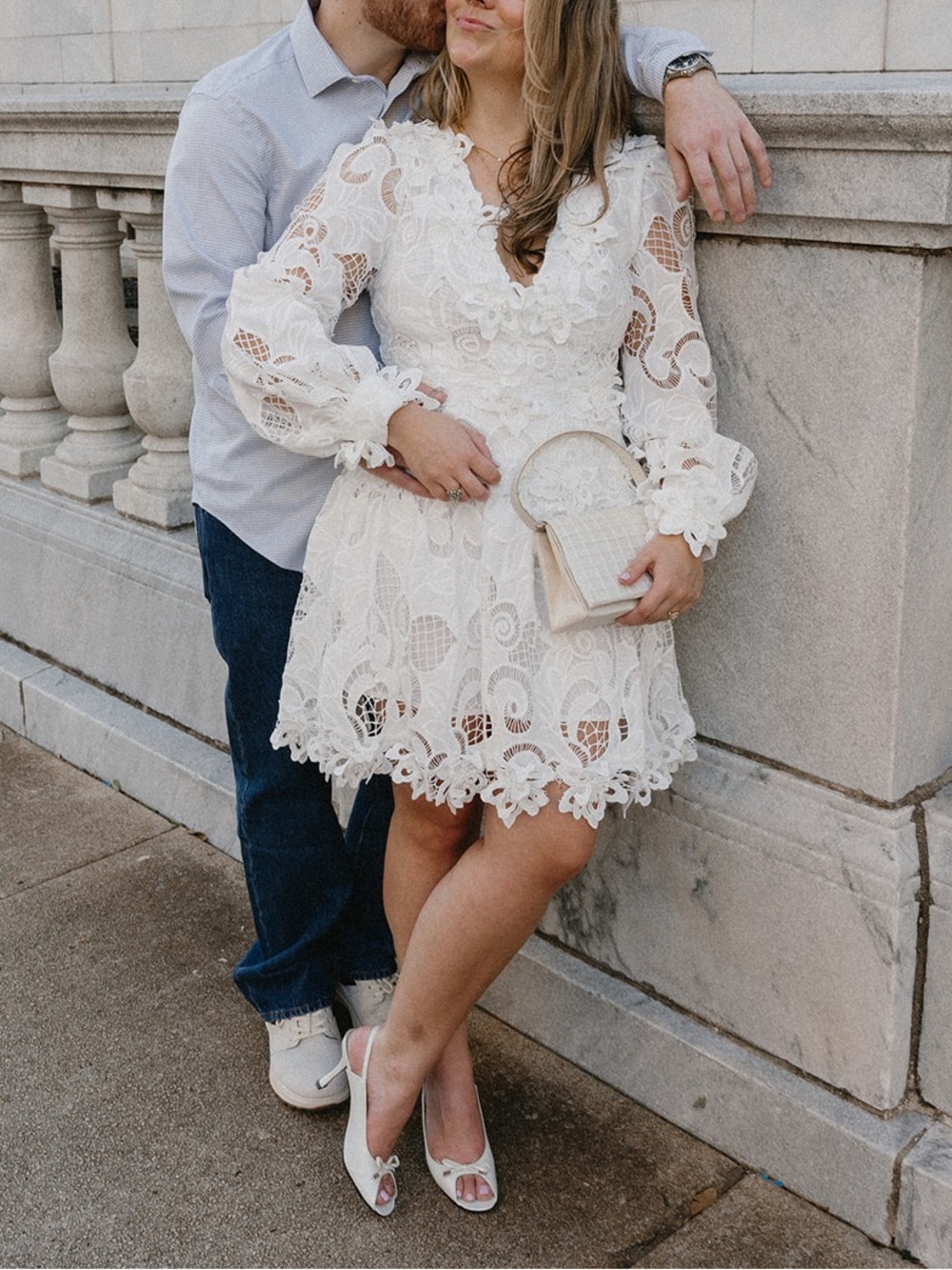 Beulah Style White Dress with Embroidered Appliqué